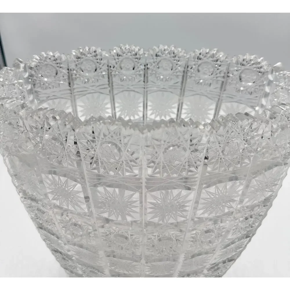 Vintage Bohemia Crystal Handmade and Hand-Cut Large Heavy Vase